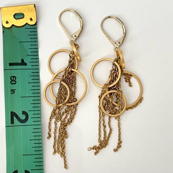 Multi Gold Circle and Chains Drop Earrings - Picture 3 of 3